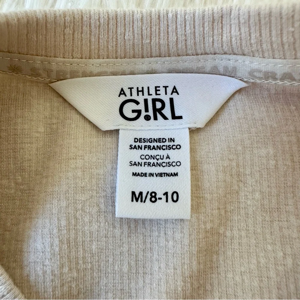 Athleta Girl Changemaker Ribbed Sweatshirt Pullover Oatmeal Girls Medium 8 10